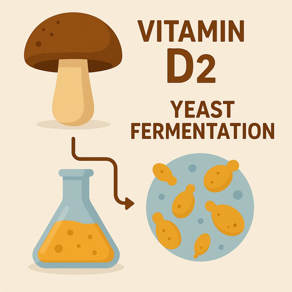 Vitamin D2 - Mushrooms, Yeast Fermentation
