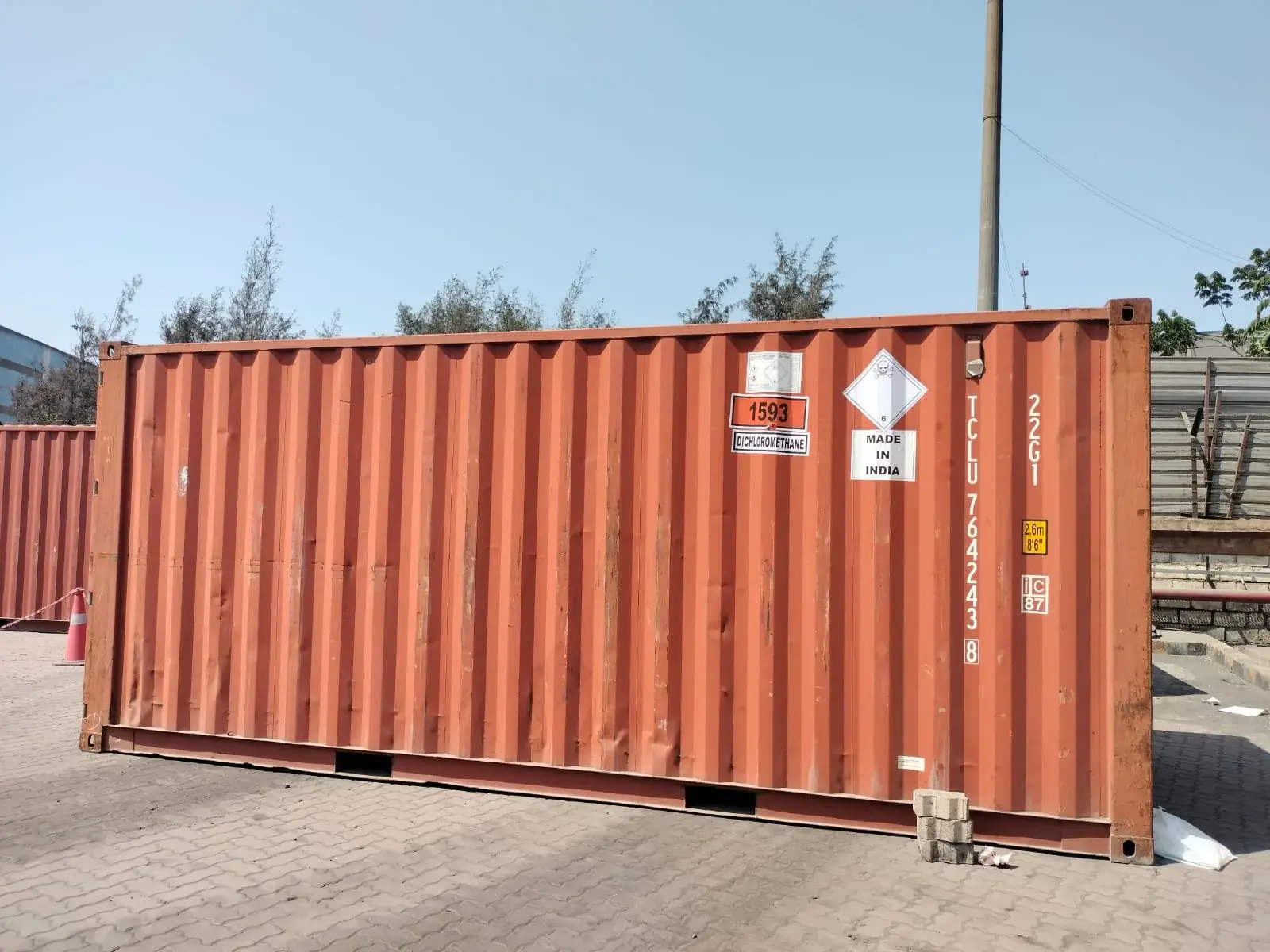 Sealed shipping container ready for dispatch